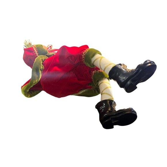 Victorian Style Santa Shelf Sitter/Mantle Decor Weighted  Red & Green Velvet - Picture 6 of 6